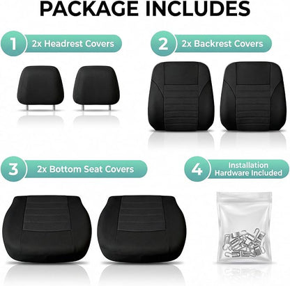 FH Group Automotive Car Seat Covers Front Set Premium 3D Air Mesh Front Seat Covers, Airbag Compatible Universal Fit Interior Accessories for Cars Trucks and SUVs - Black