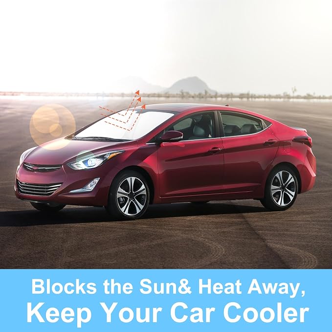 TINGLU Sun Shade for Hyundai Elantra 2011-2016 Accessories Windshield Sun Shade Window Shade UV Rays Protection Sun Visor Cover with Steering Wheel Sunshade Storage Bag