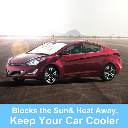 TINGLU Sun Shade for Hyundai Elantra 2011-2016 Accessories Windshield Sun Shade Window Shade UV Rays Protection Sun Visor Cover with Steering Wheel Sunshade Storage Bag