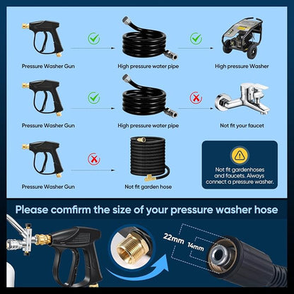 Saker High Pressure Washer Gun with 5 Color Quick Connect Power Washer Sprayer Nozzles,Only Compatible with High-Pressure Water Pipes of M22-14mm Diameter