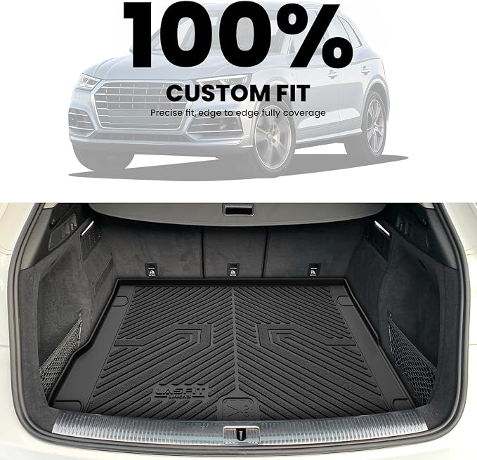 LASFIT Cargo Mat for Audi Q5/SQ5 2009-2017, Custom Fit All-Weather TPE Trunk Mat for Audi Accessories, Waterproof, Easy to Clean, Black