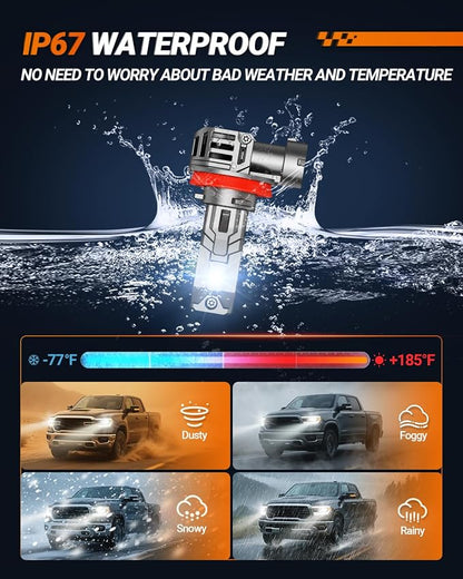 SEALIGHT S1-Pro H11/H8/H9 Fog & Light Bulbs, 40000LM 6500K White H11 Lights, 1600FT Beam, IP67 Waterproof with Fan, 2-Pack for ATV/SUV