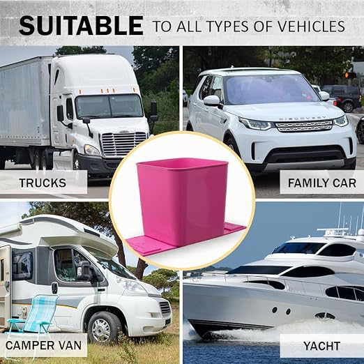 Car Trash Can 1.4 Gallon with Stability Flap & Magic Strips — No-Tip Leakproof Car Garbage Bin for Car Floor, Mats, Front or Back Seat, SUV, Truck, Van, Vehicle Interior Organizer (Pink)