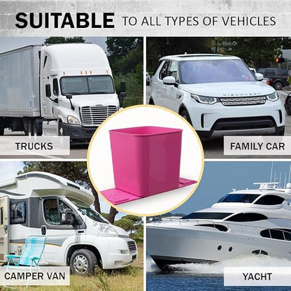 Car Trash Can 1.4 Gallon with Stability Flap & Magic Strips — No-Tip Leakproof Car Garbage Bin for Car Floor, Mats, Front or Back Seat, SUV, Truck, Van, Vehicle Interior Organizer (Pink)