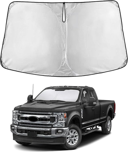 EcoNour Windshield Sunshade Compatible for Ford Super Duty F250 F350 F450 F550 2017-2024 2025 2026, Sun Visor for Front Windshield & Window Sun Shade Cover, UV Heat Protector, Car Accessories