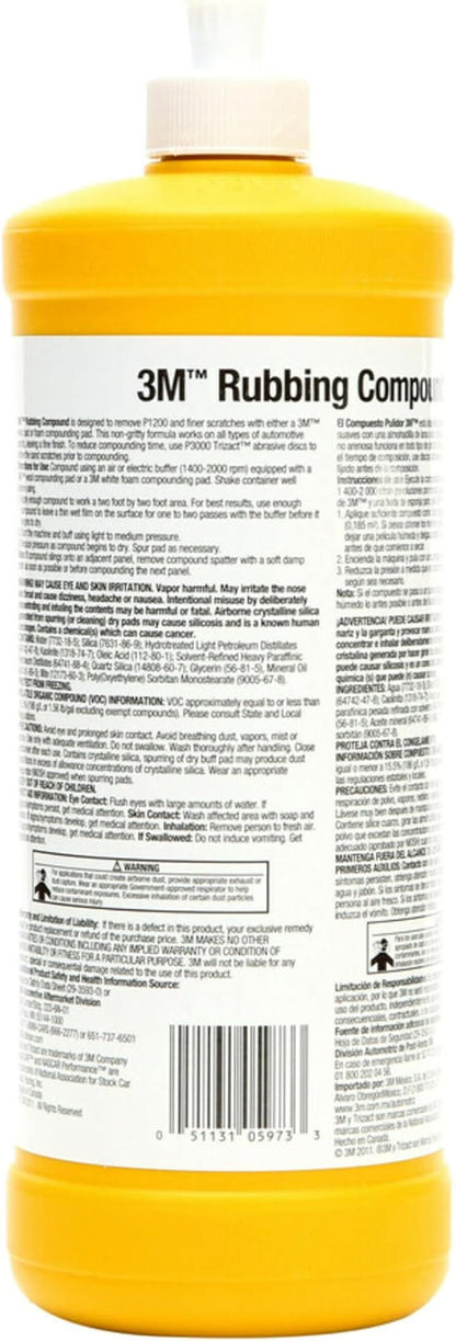 3M Rubbing Compound, 05973, Liquid Formula,1 qt (32 fl oz/946 mL)