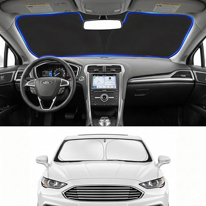 Custom Fit Windshield Sun Shade for Ford Fusion 2013-2021 | Custom Fit Windshield Cover, Blocks UV Rays, Double-Layer Heat Shield, Durable Frame, Easy Fold & Storage