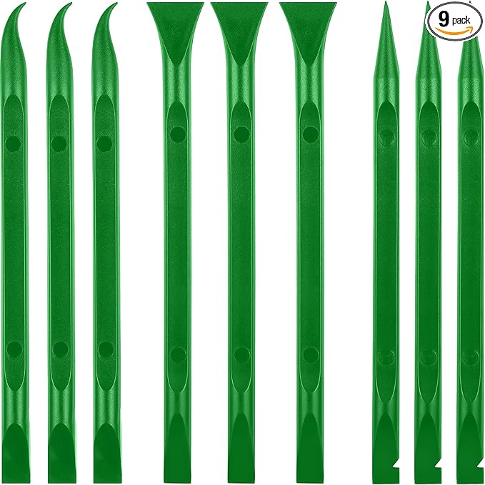 9 Pieces Plastic Scraper Tool Scratch Free Crevice Cleaning Sticker Remover Tool Multipurpose Non Scratch Scrapers for Tight Spaces, Kitchen, Crevices, Auto Detailing, Paint