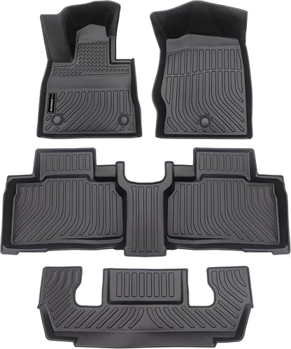 Auxko All Weather Floor Mats Fit for Ford Explorer 2026 2025-2020 6 Seat TPE Rubber Liners Set Explorer Accessories All Season Guard Odorless Anti-Slip 3 Row Floor Mats