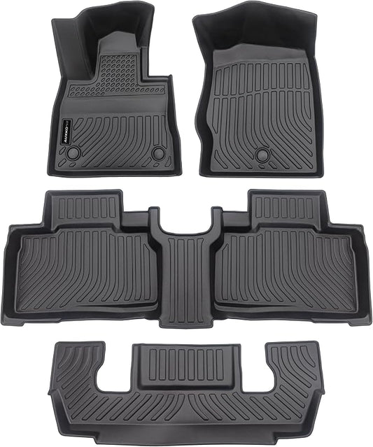 Auxko All Weather Floor Mats Fit for Ford Explorer 2026 2025-2020 6 Seat TPE Rubber Liners Set Explorer Accessories All Season Guard Odorless Anti-Slip 3 Row Floor Mats
