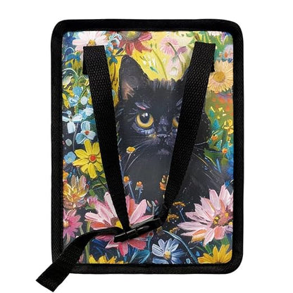 Talayituse Cat Daisy Print Car Trash Can Accessories Organizer Garbage Bag Dustbin Container with Lid Waste Basket Storage Pocket Hanging Large Size Vehicle Trash Bin