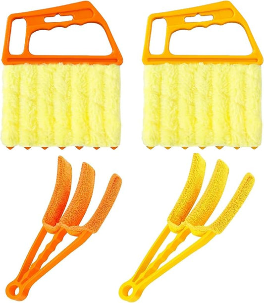AOCEAN 4 Pcs Blind Cleaner Duster Tool, 7-Finger Dusting Cleaner Tool for Window & Air Vent, Washable Handheld Microfiber Duster Blinds Air Conditioner Fan Keyboard Duster Dirt Tool