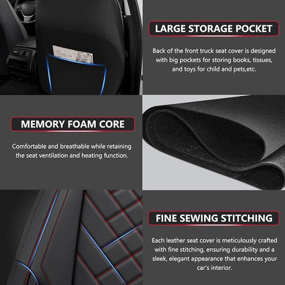 BABYBLU Chevy Silverado Seat Covers,Truck Seat Covers for Silverado GMC Sierra,Custom Fit 2007-2026 1500/2500HD/3500HD (Black & Red, Front Pair)