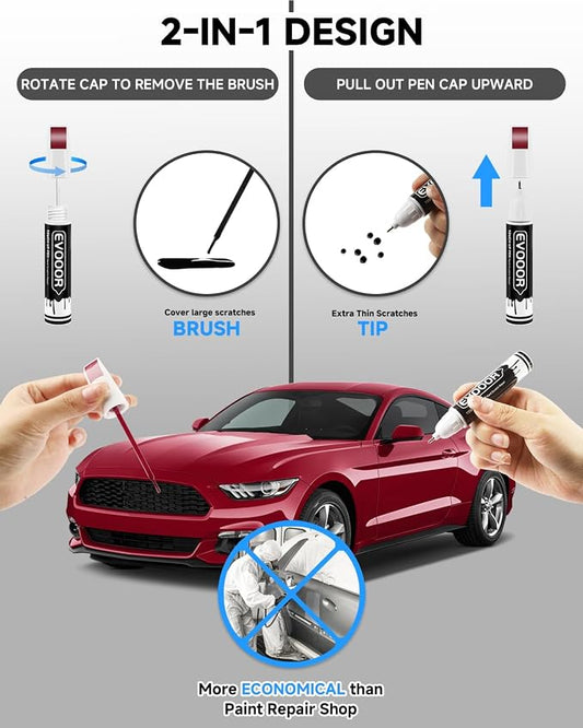 RR Ruby Red Metallic Tricoat Touch Up Paint for Ford – Exact Match 2 in 1 Paint Pen for Chips and Nicks Repair