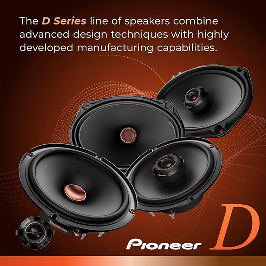 PIONEER D-Series TS-D65F 6.5” 2-Way Speakers (Pair) – 270W Max, Balanced Sound + Smooth Treble, Ideal Factory Upgrade, Add an Amplifier for Even Better Performance