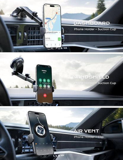 Wireless Car Charger, 15W Fast Charging Auto Clamping Phone Holders for Your Car Phone Mount fit for iPhone 17 16 15 14 13 12 Pro Max 11 XR XS, for Samsung Galaxy S25 Ultra S24 S23, Black