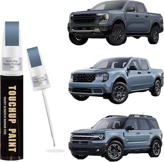 Azure Gray Metallic Tri-Coat(G4) Car Paint Touch Up Pen Compatible with Ford,2-In-1 Color Accurate Touch Up Car Scratch Repair Paint Exact Match Ford Series Automotive Scratch Remover for Nicks&Chips Repair