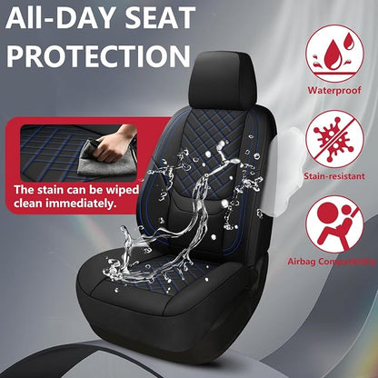 BABYBLU Chevy Silverado Seat Covers Full Set,Truck Seat Covers for Silverado GMC Sierra,Custom Fit 2007-2026 1500/2500HD/3500HD(Black & Blue, Full Set)