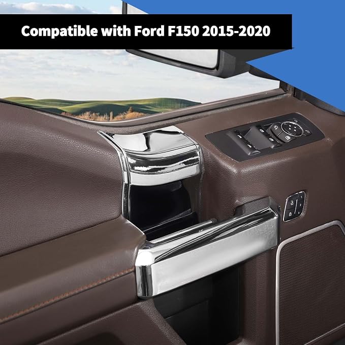 Voodonala for F150 2015-2020 Interior Door Handle Cover with Door Panel Cover Compatible with Ford F-150 2015-2020, F150 Interior Accessories 8Pcs(ABS,Chrome)