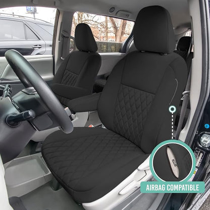 FH Group Custom Fit Car Seat Covers Specifically Made for 2011-2020 Toyota Sienna 7 Seater with Ultraflex Neoprene Water Resistant Automotive Seat Covers - Full Set Black