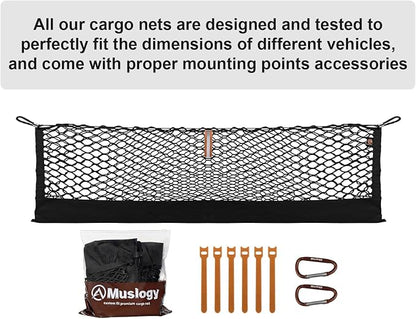 Muslogy Truck Bed Cargo Net Trunk Netting Compatible with Toyota RAV4 2026 Accessories, Pickup Cargo Organizer SUV Sedan Storage Net w/Heavy Duty Carabiners