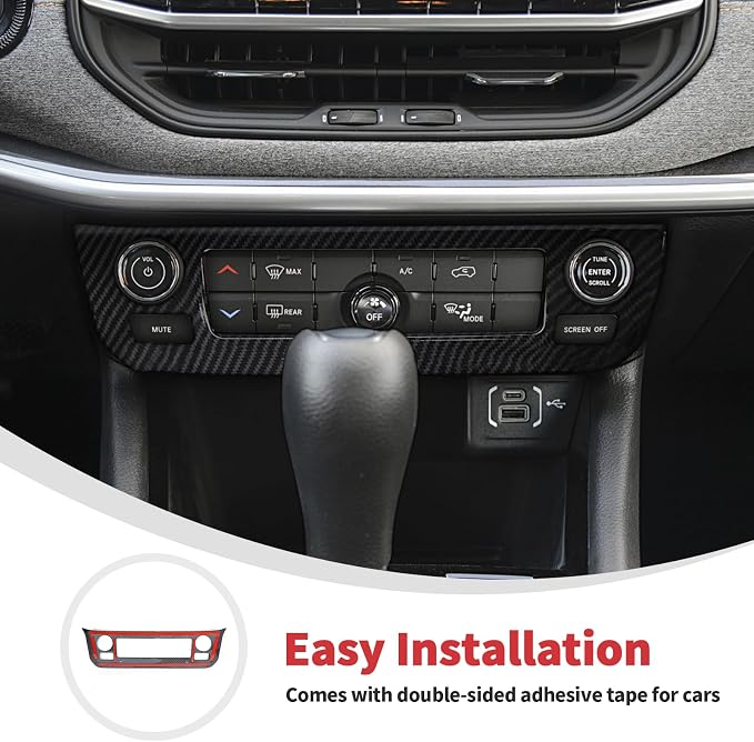 Linskip Climate Control Accent Trim Fit for 2022 2023 2024 2025 Jeep Compass, Control Panel Cover for Jeep Compass Interior Accessories(Black Carbon Fiber)