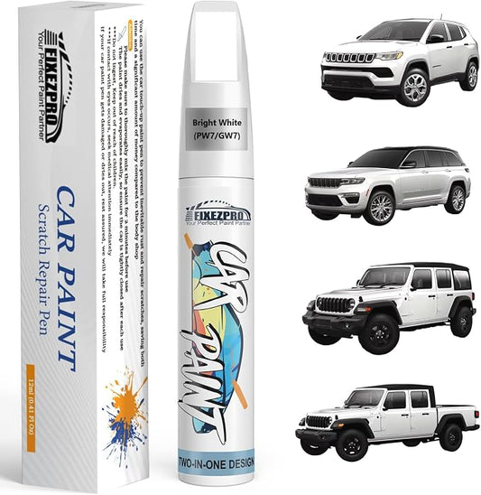 Bright White(PW7/GW7) Touch Up Paint for Jeep, Car Paint Scratch Repair Remover Pen Color Exact Match, Quick and Easy Fix Automotive Chips and Nicks Scuff