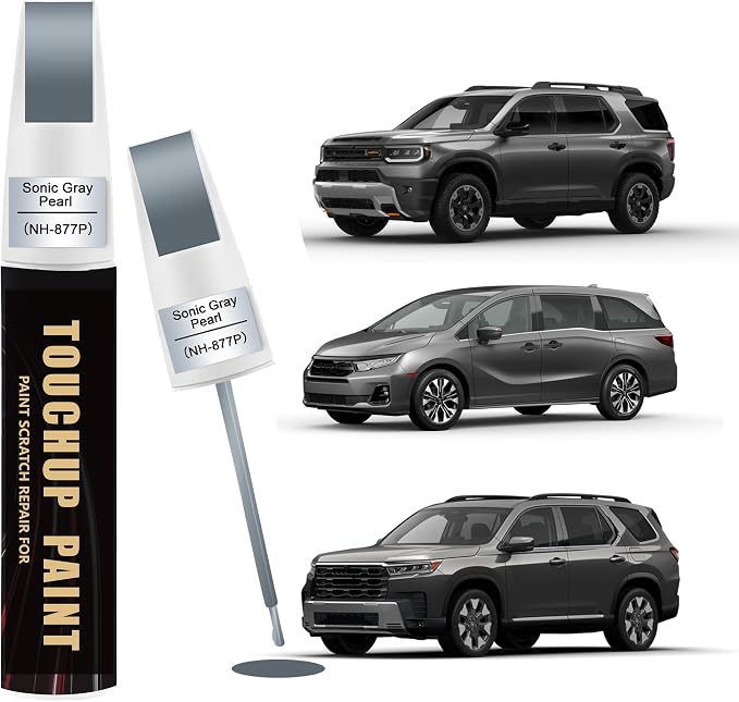 Sonic Grey Pearl(NH-877P) Car Paint Touch Up Pen Compatible with Honda, 2-In-1 Color Accurate Touch Up Car Scratch Repair Paint Match Honda Series Automotive Scratch Remover for Nicks & Chips Repair