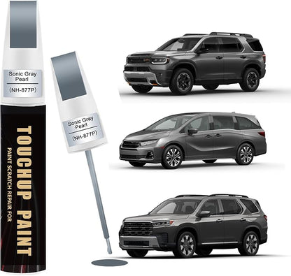 Sonic Grey Pearl(NH-877P) Car Paint Touch Up Pen Compatible with Honda, 2-In-1 Color Accurate Touch Up Car Scratch Repair Paint Match Honda Series Automotive Scratch Remover for Nicks & Chips Repair