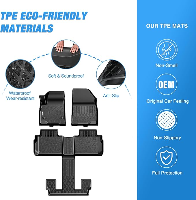 Nilight TPE Floor Mats for GMC Acadia Bucket Seats 2017 2018 2019 2020 2021 2022 All Weather Custom Fit Heavy Duty Floor Liners