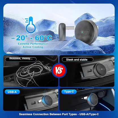 Carlinkit Wireless CarPlay & Android Auto Adapter - Mini Ultra 3 Convert OEM Wired to Wireless Dongle for iPhone & Android 11+, USB-A/Type-C Plug & Play, Fast Connection, Online Upgrade