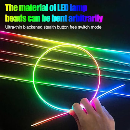 HMYC Car Interior Ambient Lights,18 in 1 128 Colorful LED Acrylic Fiber Optic Strip,Universal Multiple Modes Decoration Atmosphere with Music Sync Rhythm,APP Control,RGB Neon Lighting for All Cars