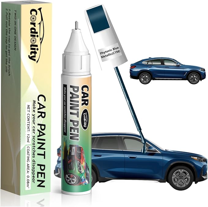 C1M Phytonic Blue Metallic Touch Up Paint for BMW, Color Accurate Car Paint Scratch Repair Pen, Quick & Easy Fix Automotive Chips and Nicks