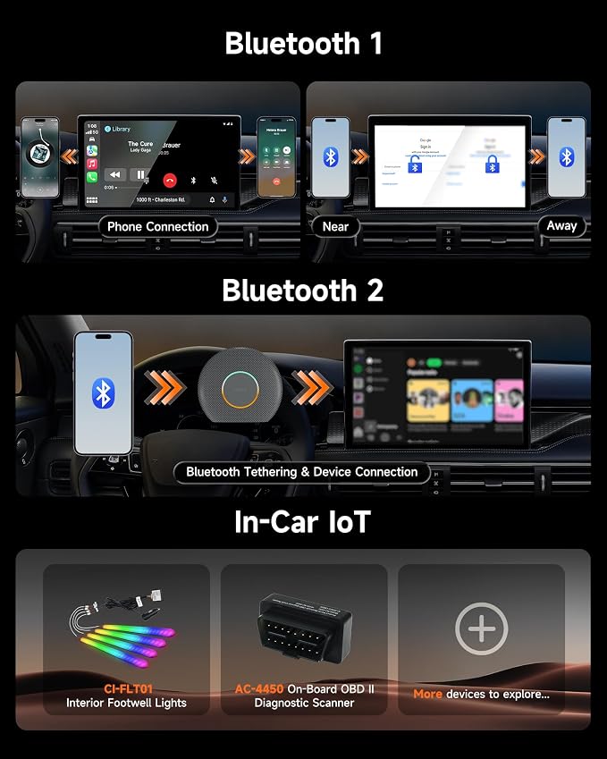 2025 Upgrade CB6 CarPlay AI Box&Android AI Box, Wireless CarPlay/Android Auto Adapter, Plug & Play CarWave Car Smart Box with AI DriveChat, GPS Track, Android 13, 2 BT, 4G LTE, 8G+128G, Gray