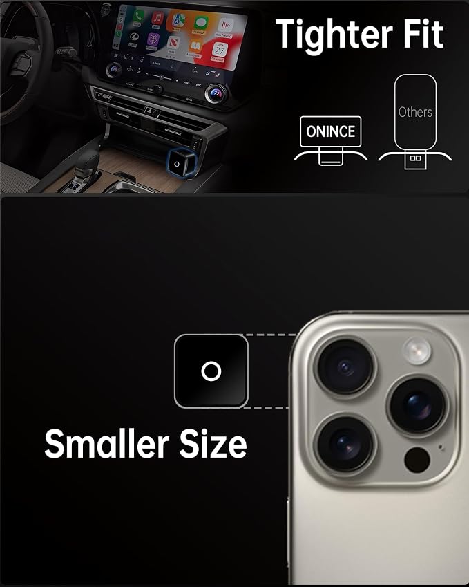 ONINCE Wireless carplay Adapter USB c, Convert Factory Wired CarPlay/Android auto to Wireless, Designed for USB-C Port Cars, Stable Connection