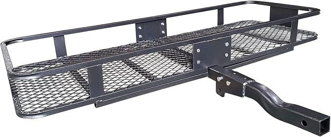 Hitch Mount Cargo Carrier Basket 60"*20"*6"+Waterproof Bag 16 Cubic Feet(58"*19"*24"),and Cargo Net with Attachment Hooks,Ratchet Straps,Hitch Stabilizer.500 Lbs Capacity,Foldable,fit 2" Receiver