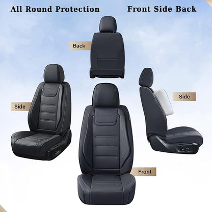 Coverado Car Seat Covers, Front Covers for Cars, Car Seat Cover Front Seats, Car Seat Protector Waterproof, Leather Car Seat Cushion, Universal Interior Covers Seat Protectors for Most Cars Black