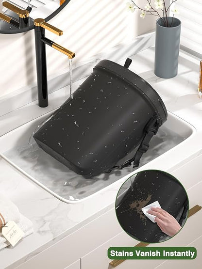 Garoopion Leakproof Car Trash Can, 1.9 Gallon Soft Silicone Hanging Garbage Can with Lid, Easy to Clean Vehicle Trash Bin, Suitable for Sedans, SUVs, MPVs & Trucks