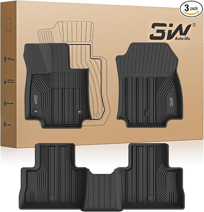 3W Floor Mats Fit Toyota RAV4 2019-2024 2025 (Not for Hybrid or Prime), TPE All Weather Custom Fit Floor Liner for Toyota RAV 4 LE/XLE/Limited/TRD/Adventure Car Mats, Black