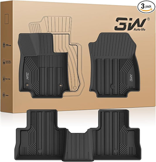 3W Floor Mats Fit Toyota RAV4 2019-2024 2025 (Not for Hybrid or Prime), TPE All Weather Custom Fit Floor Liner for Toyota RAV 4 LE/XLE/Limited/TRD/Adventure Car Mats, Black