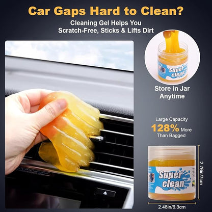 8-Piece Car Interior Detailing Kit - 160g Non-Sticky Gel (128% More Than 70g), Ultra-Soft Detail Brush, Boars Hair Brushes, Dual-Head Vent Brush, Towel & Bag | for Cars, Trucks, SUVs