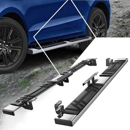 PM PERFORMOTOR 6.5" Running Boards Compatible with Ford Edge 2015-2024, Pair of Stainless Steel Side Rails Step Bars with 6 brackets, Polished Black