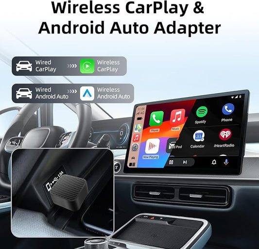 2025 Tiny Wireless CarPlay Adapter Android Auto Dongle for iPhone & Android Plug & Play Fits Most Cars 2015+ USB Type-C Compact Design