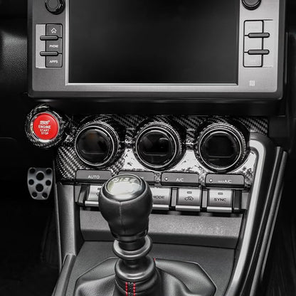 AIRSPEED Hard Carbon Fiber for Toyota GR86 Subaru BRZ 2021 2022 2023 2024 2025 Car Air Conditioner Button Frame Cover Center Console Panel Interior Trim Accessories, Black