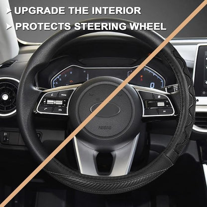 GIANT PANDA Steering Wheel Cover for Kia Soul,Sportage,Forte,Optima,Telluride(3D Honeycomb-Gray-Standard Size)