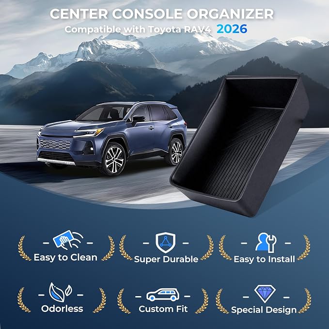 Center Console Organizer Tray Storage Box for Toyota RAV4 2026, Interior Accessories Removable Insert Drawer Tray for 2026 RAV 4, Black