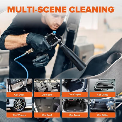 Tornado Air Cleaning Gun, Upgraded High Pressure Dryer Air Blow Gun Adjustable Wind Speed, 360° Rotating Nozzle for Thorough Cleaning Car Detailing Tools for Car Interiors & Exteriors