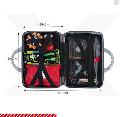 KITGO Roadside Emergency Car Kit (137Piece), with Jumper Cable, Car Safety Road Rescue Kit,Car Emergency Kit Gift for Father Women and Men,Tow Strap,Car Tool Kit (Black)