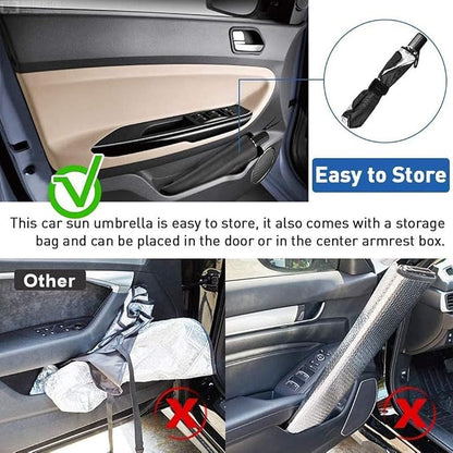 Sedan SUV Car Sun Shade for Windshield UV Rays and Heat Sun Visor Protector,Foldable Windshield Sun Shade Umbrella,Keep Car Cool,Easy to Use/Store,57''x 31''
