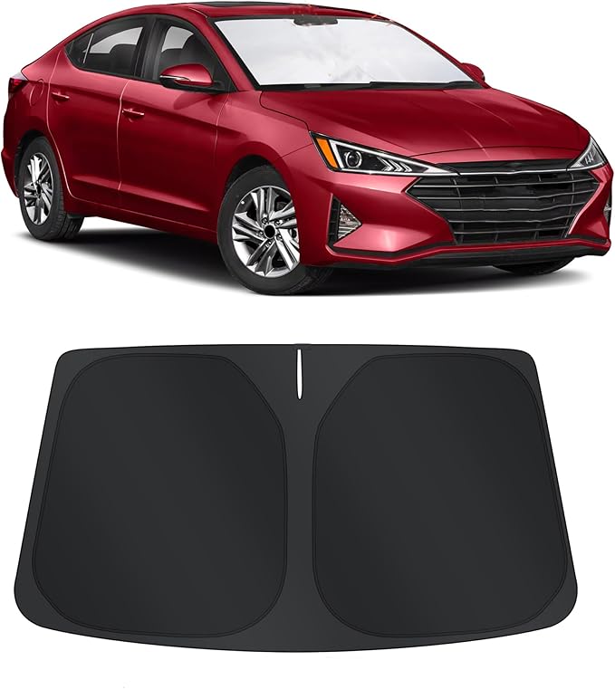 TINGLU Sun Shade for Hyundai Elantra 2017-2020 Accessories Windshield Sun Shade Window Shade UV Rays Protection Sun Visor Cover with Steering Wheel Sunshade Storage Bag